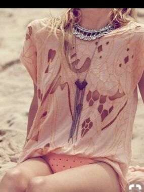 Rare Free People Blue Lace low back Tunic Top